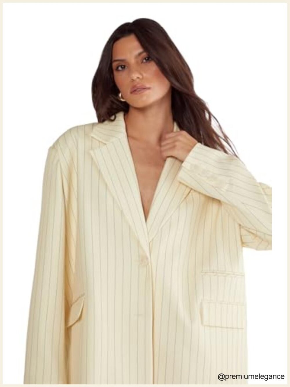 Butter Pinstripe Tailored Blazer Relaxed Oversized Fit